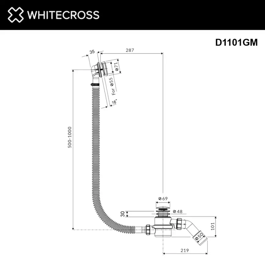 Слив-перелив WHITECROSS ULTIMA (оружейная сталь) фото 2