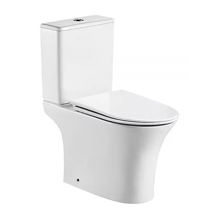 Унитаз напольный Azario FRETTA ROUND AZ-7121A безободковый, с бачком и сидением микролифт, Белый глянцевый фото 1