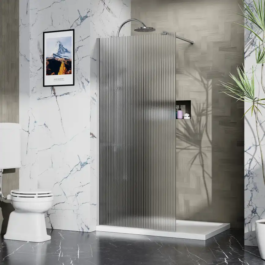 Душевая перегородка Azario 100 AZ-251-100-MGR-CRF, профиль графит матовый, стекло Рифленое фото 1