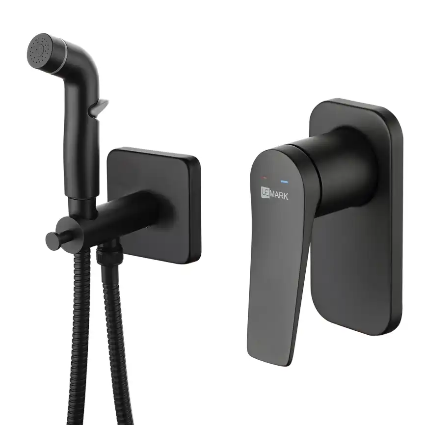 Гигиенический душ со смесителем Lemark LM3719BL однорычажный, Черный фото 1