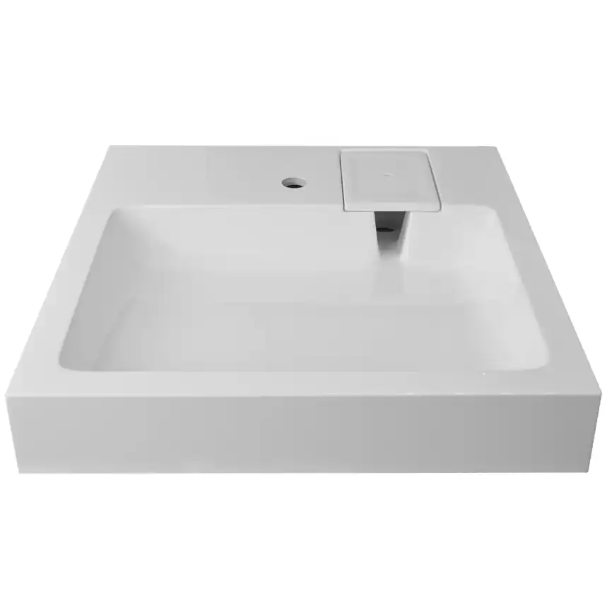 Раковина Azario SLIM 60х60 CS00086608 над стиральной машиной, из литьевого мрамора, Белая фото 2