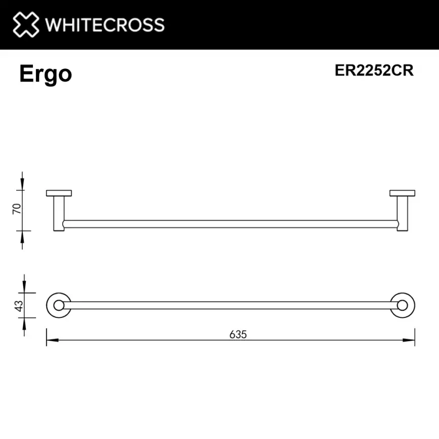 Полотенцедержатель Whitecross ERGO chrome 60 см, ER2252CR, Хром фото 2