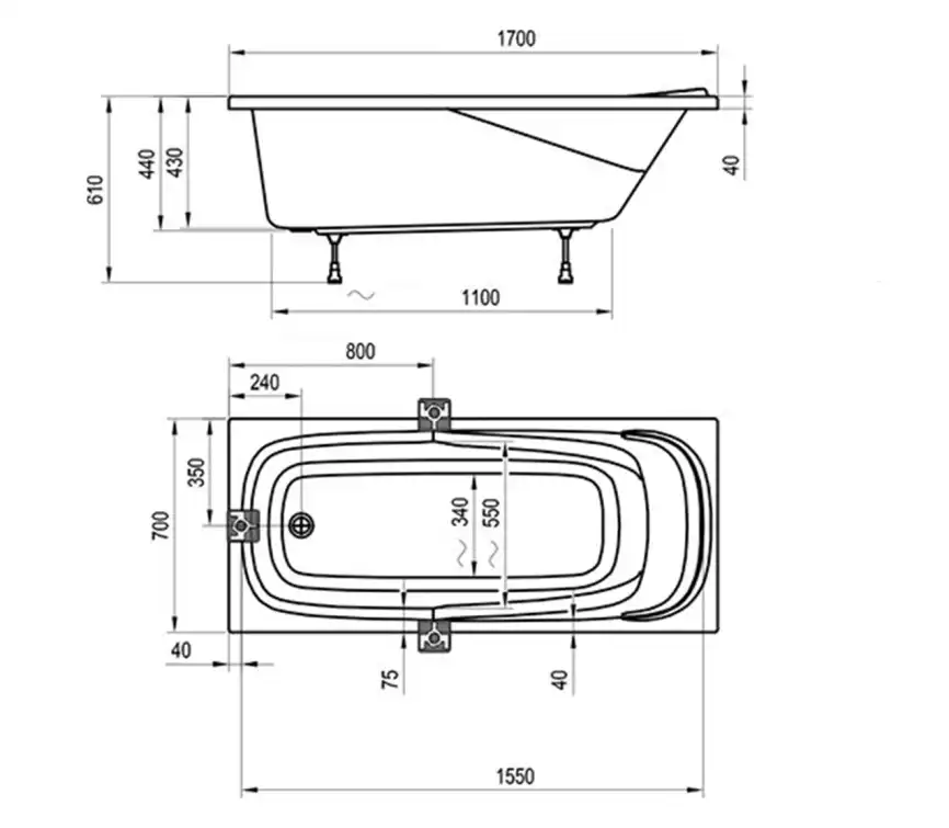 Акриловая ванна Ravak VANDA II 170х70 CP21000000 прямоугольная, Белая фото 4