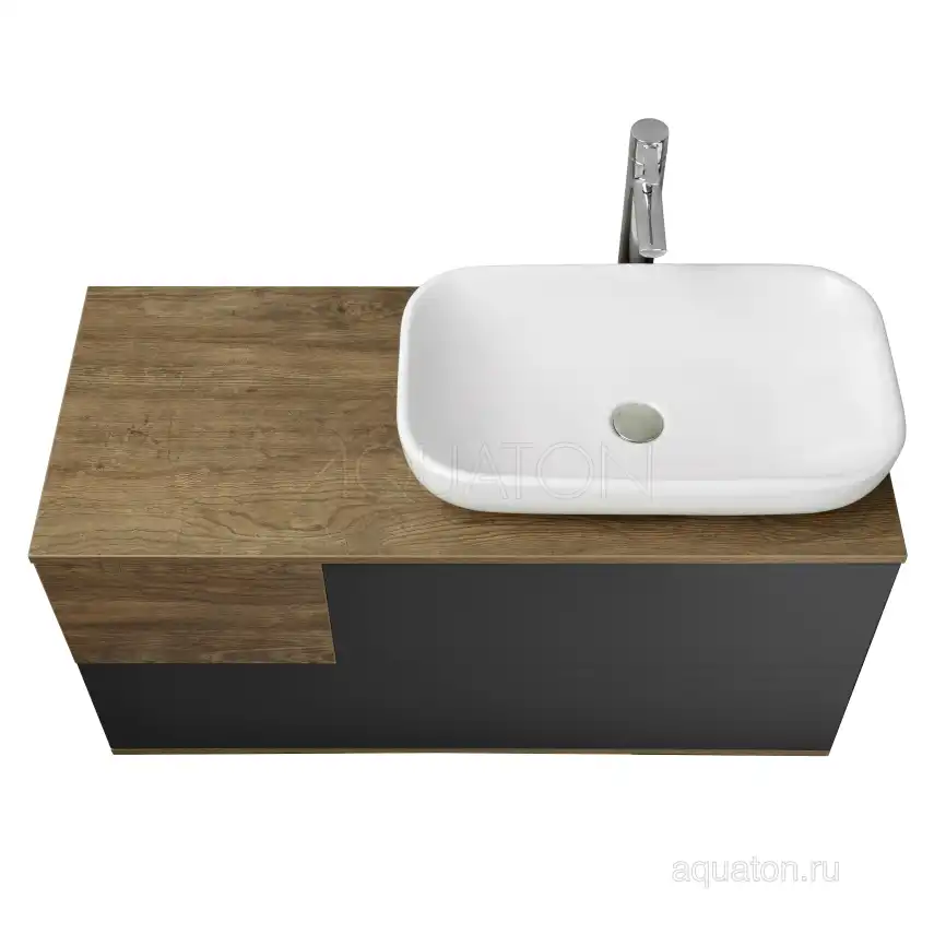 Тумба под раковину Aquaton Терра 105 1A246901TEKA0 подвесная правая, цвет дуб кантри / антрацит фото 7