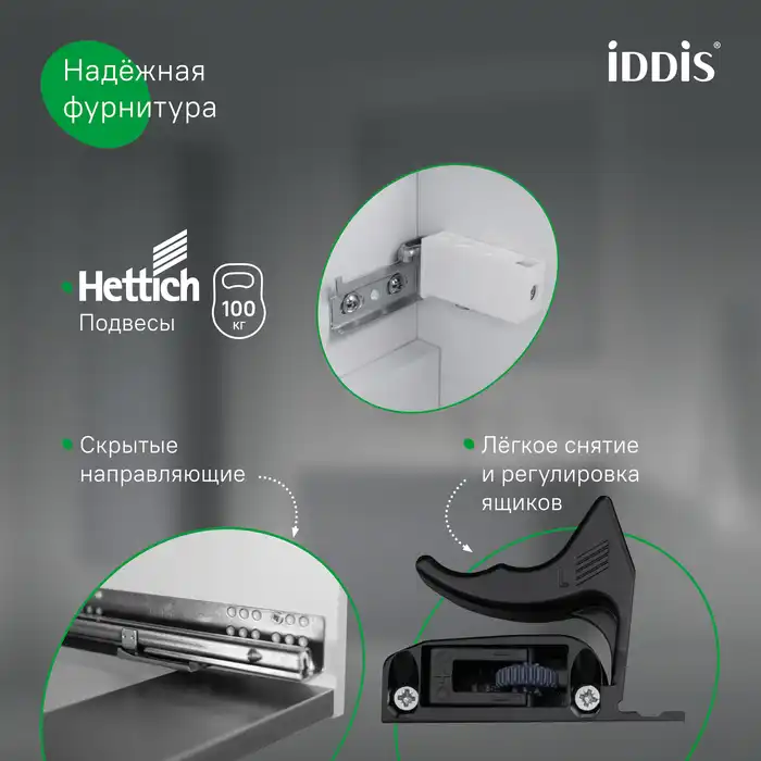 Тумба с раковиной IDDIS Oxford Neo 100, подвесная, Белая, OXN10W0i95K фото 11