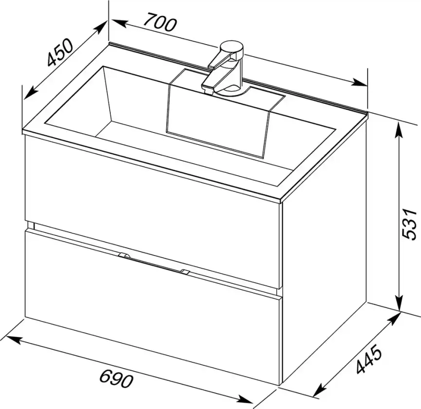 Тумба под раковину Aquanet Алвита 70 серый антрацит 183992 фото 2