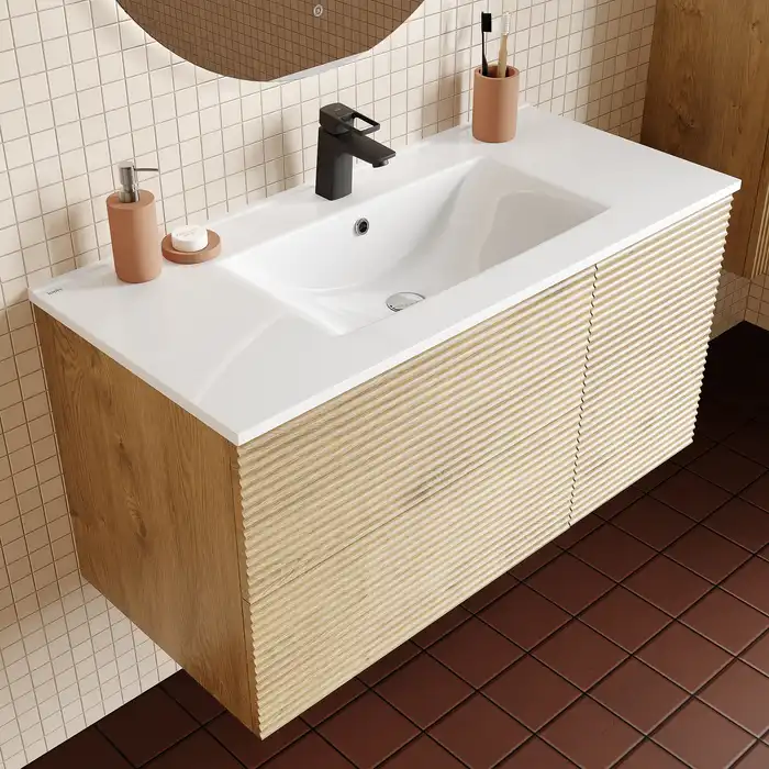 Тумба с раковиной IDDIS Bild 100, подвесная, Дуб светлый, BIL10V0i95K фото 13