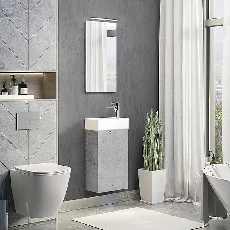 Тумба с умывальником Comforty Асти 40 Бетон светлый, 00-00013669 фото 2