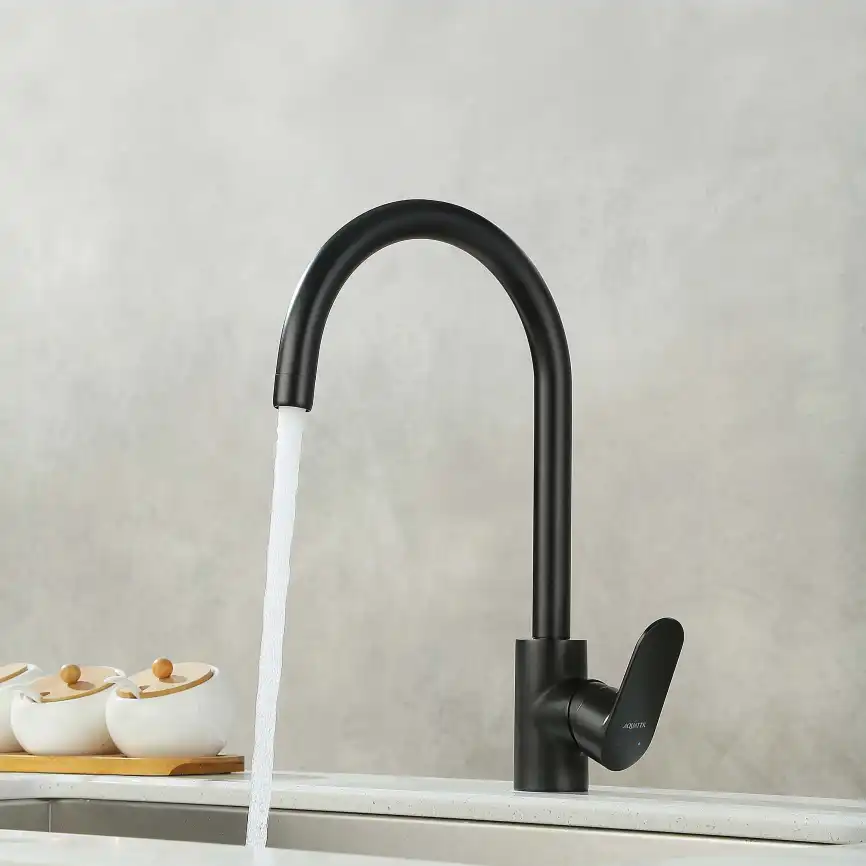 Смеситель для кухни Aquatek Ника AQ1882MB, Черный матовый фото 9