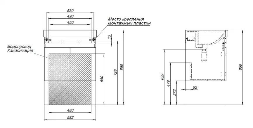 Тумба под раковину Aquanet Оптима 60 дуб светлый, 344803 фото 3