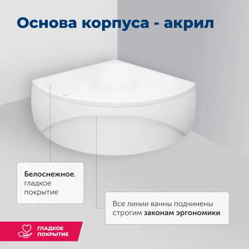 Акриловая ванна Aquanet Vitoria 130x130, 205371 фото 7