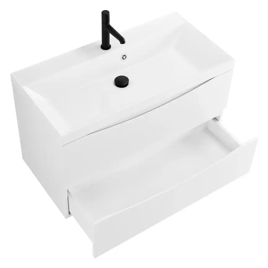 Тумба под раковину BelBagno MARINO-800-2C-SO-BL-P подвесная Bianco Lucido фото 4
