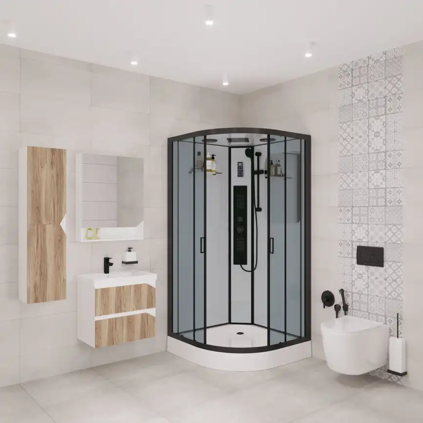 Душевая кабина Niagara Premium 90х90х210 NG-6901-01GBLACK низкий поддон, с гидромассажем фото 2