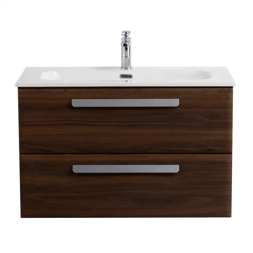 Тумба под раковину Cezares ECO-CER-N 80 см, ECO-CER-N-800-2C-SO-NCS-P (без ручек), Орех Шоколад Софт фото 1