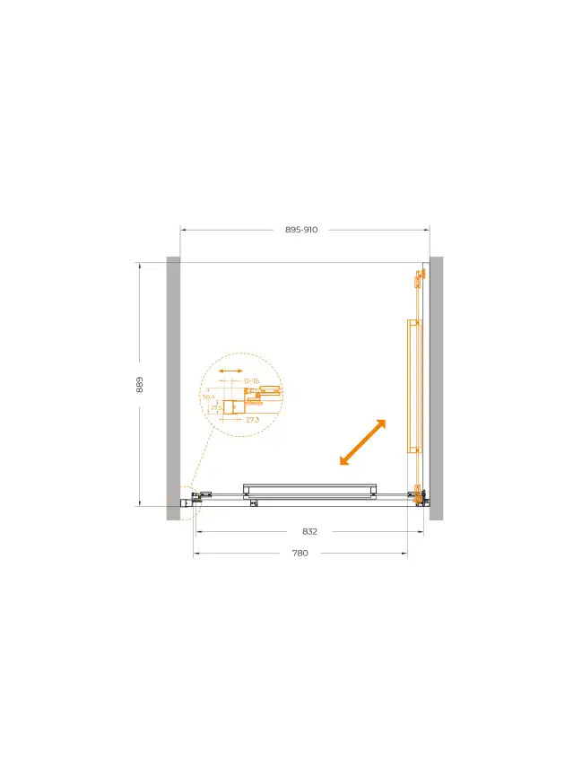 Душевая дверь CEZARES LUX-B-FS-1-90-C-GM прозрачное стекло, профиль Оружейная сталь фото 10