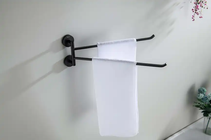 Держатель полотенец Aquatek Бетта AQ4613MB двойной, Черный матовый фото 4