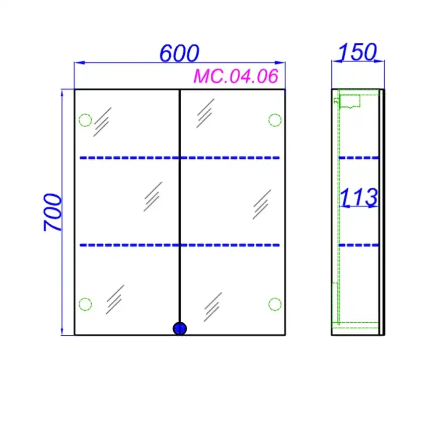 Зеркальный шкаф Aqwella 5 Stars MC 60 см, MC.04.06, цвет Белый фото 4
