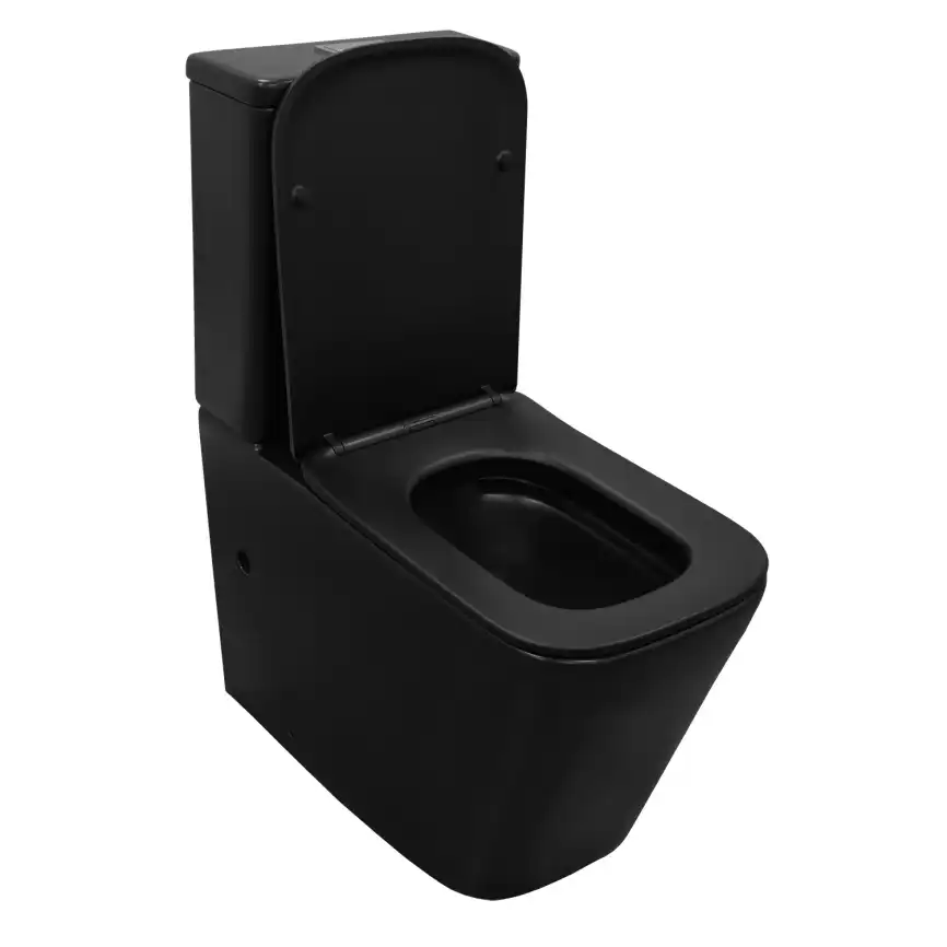 Унитаз-компакт Azario Black King AZ-8303-D напольный, безободковый, с бачком и сидением микролифт, цвет черный матовый фото 2