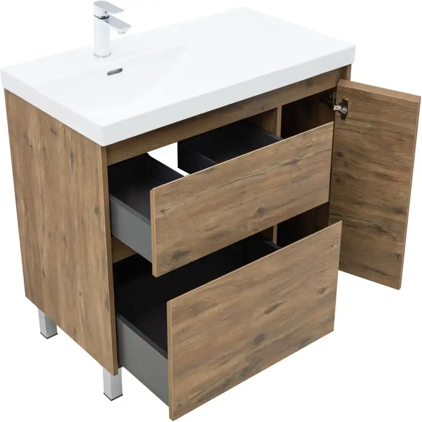 Тумба под раковину Aquanet Nova Lite 2.0 90 напольная, дуб рустикальный, левая, 346346 фото 4