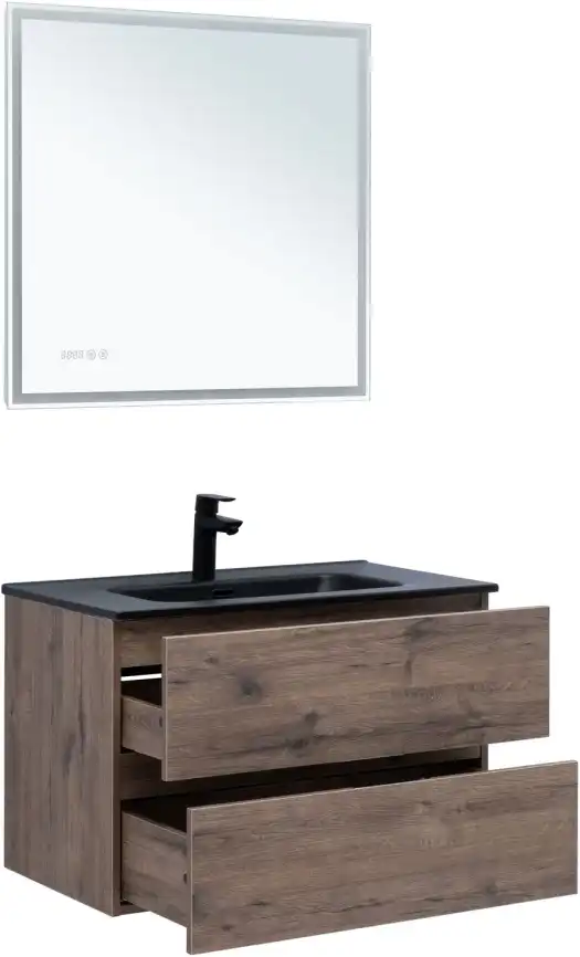 Тумба под раковину Aquanet Алвита New 80 2 ящика, дуб веллингтон табак 334186 фото 6