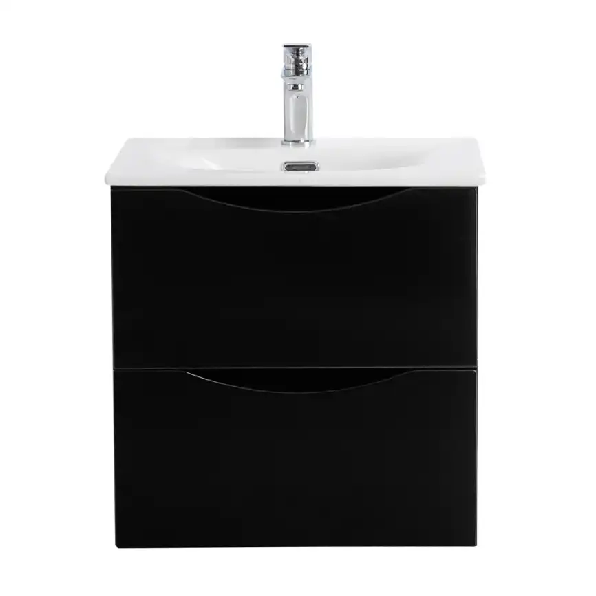 Тумба под раковину BelBagno MARINO-CER-MINI-500-2C-SO-NL-P подвесная Nero Lucido фото 1