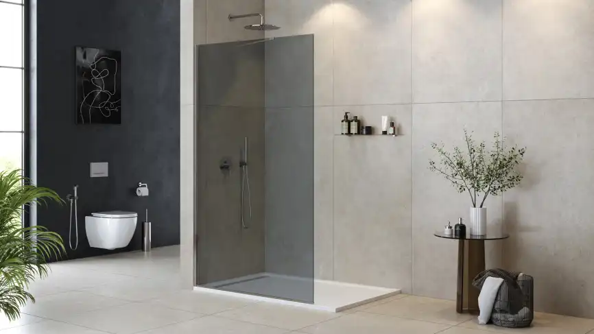 Душевая перегородка универсальная LIBERTA-L-1-TB-120-GR-Cr стекло Тонированное (графит), профиль Хром фото 2