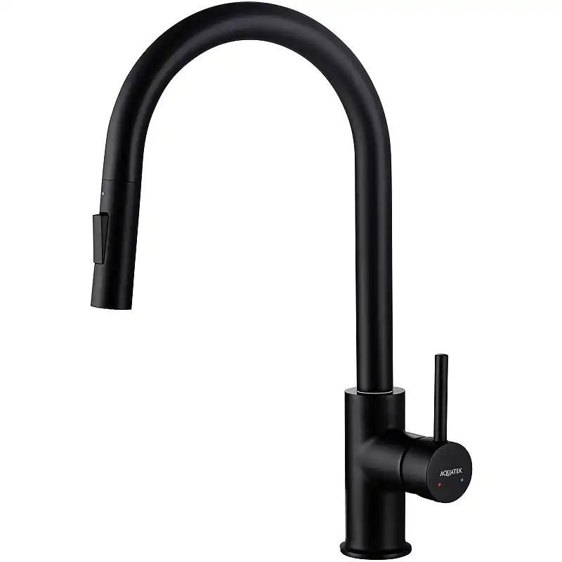 Смеситель для кухни Aquatek Европа AQ1384MB с выдвижной лейкой, Черный матовый фото 1