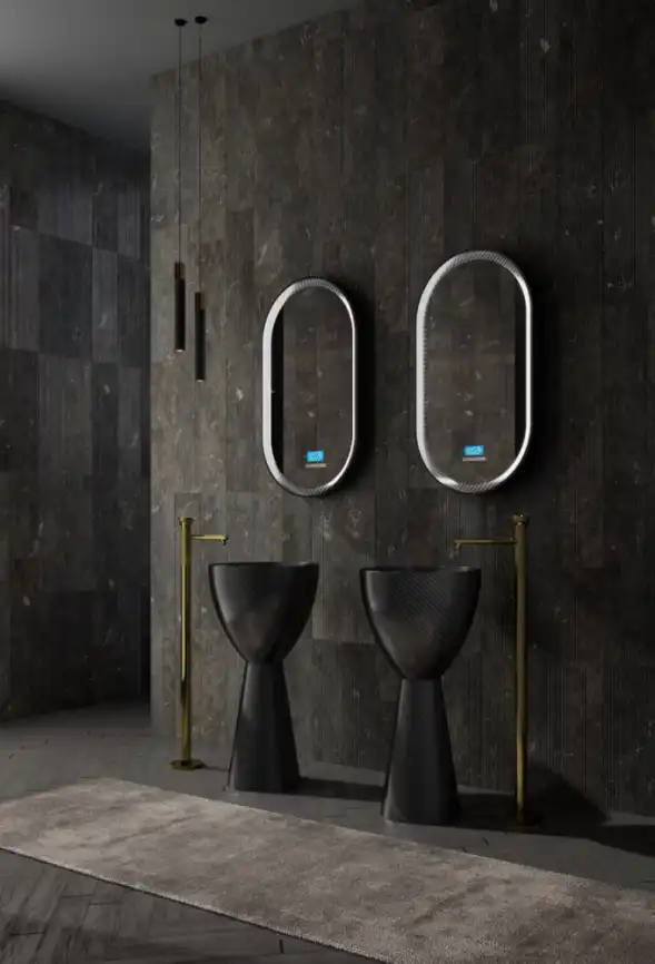 Раковина напольная карбоновая ABBER KARBON 45х45х90 AK2003, круглая, черная фото 2