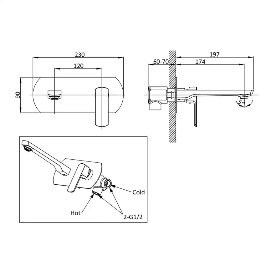 Смеситель для раковины Vincea Next VBFW-1N1CH встраиваемый однорычажный, хром фото 3
