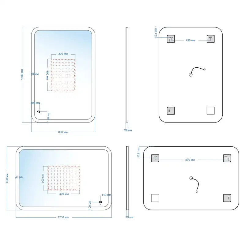 Зеркало с подсветкой AVS Байкал 120x80 см, антипар и часы фото 4