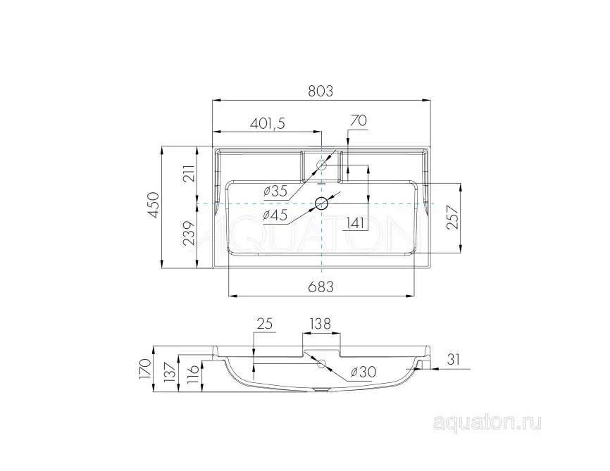 Раковина AQUATON Фабиа 80 белая 1A708031FB010 фото 4