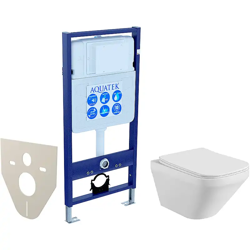 Унитаз с инсталляцией SET AQUATEK ЛИРА с сиденьем микролифт без клавиши смыва фото 1