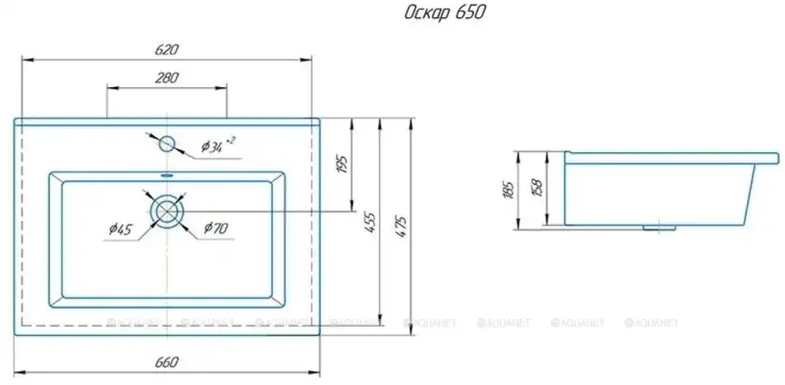 Раковина Kirovit Оскар 65, Белая фото 4