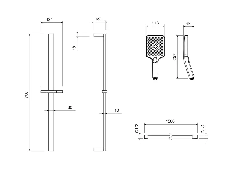 Душевой гарнитур Aquatek ЛИБРА AQ2019MB, Черный матовый фото 2