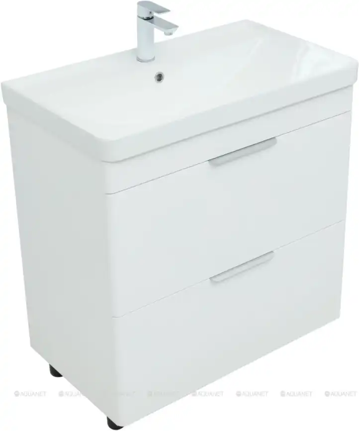 Тумба под раковину Aquanet Ирис new 85 белый глянец (2 ящика) 310154 фото 3