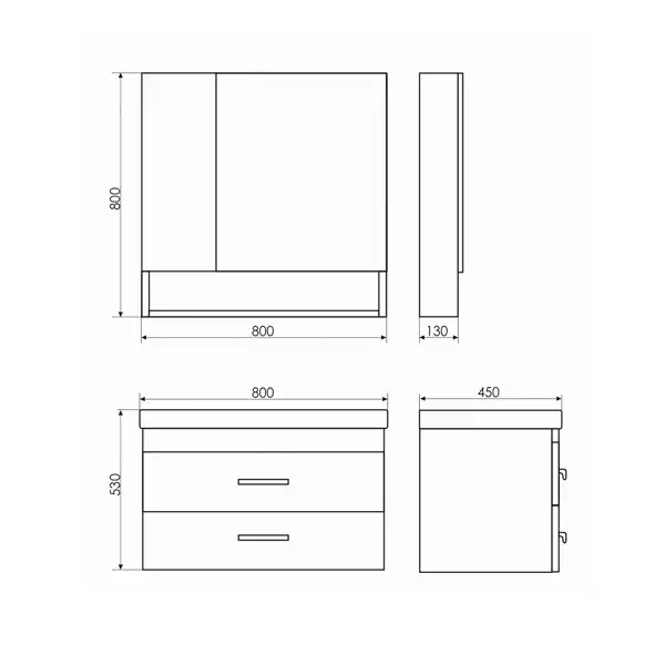 Тумба с умывальником Comforty Никосия 80П Дуб темный, 00-00008856 фото 9