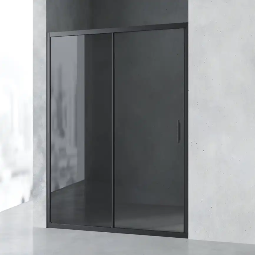 Душевая дверь в нишу AVS Стилл 120 профиль черный матовый, стекло черное, 803-0026-195-12S-BM-B фото 1