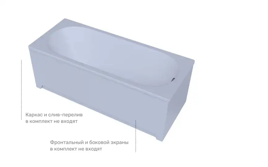 Акриловая ванна Aquatek Оберон 160х70 OBR160-0000086, без панели, каркаса и слив-перелива фото 2