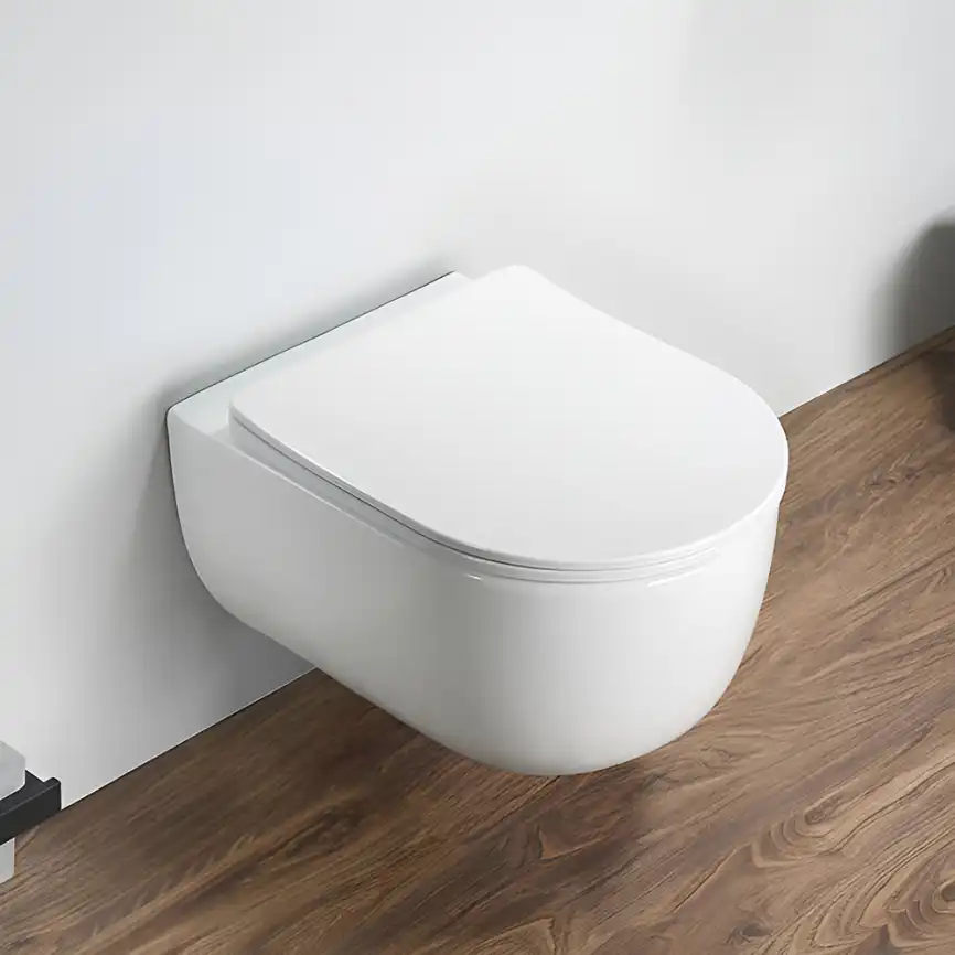 Унитаз подвесной AVS Диапазон 813-0009-L-T-GW безободковый, со смывом Торнадо, белый фото 2