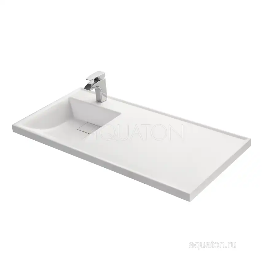 Раковина  Aquaton Лондри 105х50 L 1A72833KLH01L левая над стиральной машиной, из литьевого мрамора, Белая фото 1