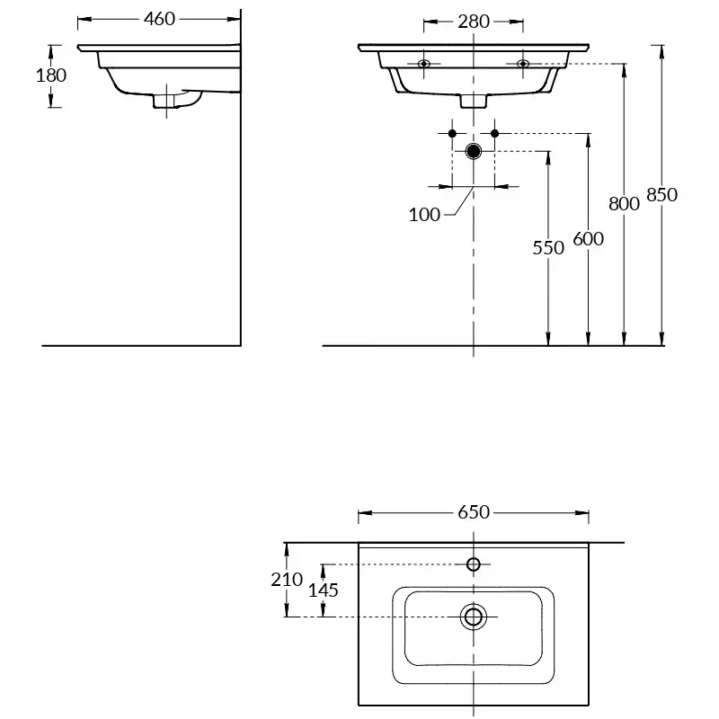Раковина KERAMA MARAZZI PIANO 65 см, с крепежом, PI.wb.65 фото 2