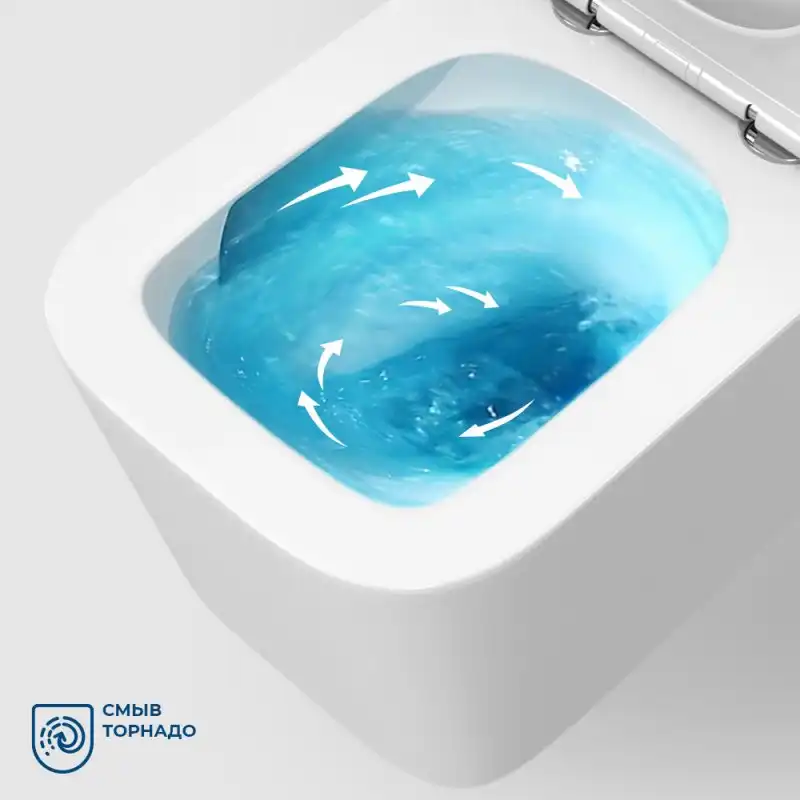 Подвесной унитаз BelBagno DUE-TOR BB5171CH-TOR/SC, безободковый, смыв торнадо с сиденьем микролифт, Белый фото 3