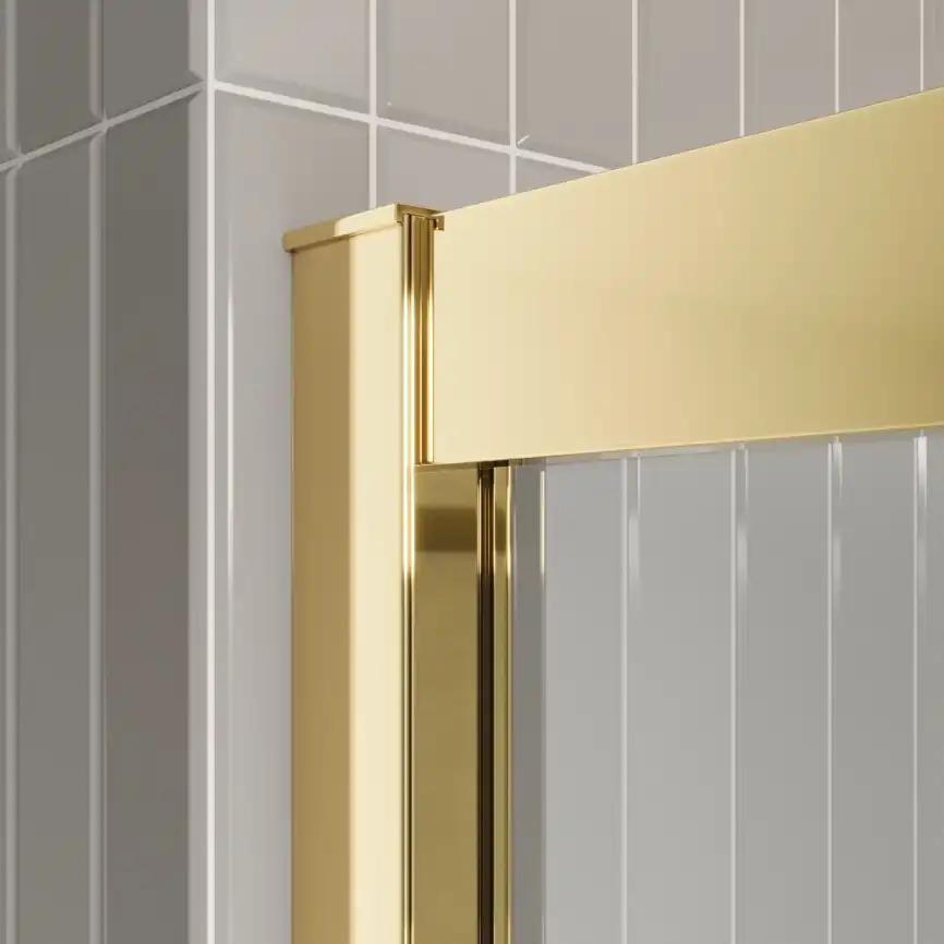 Душевой уголок BelBagno LUCE-A-2-80-C-ORO стекло прозрачное, профиль Золото глянцевое фото 5