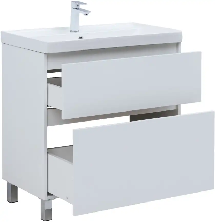 Тумба под раковину Aquanet Вега 80 напольная, белый глянец, 344123 фото 6