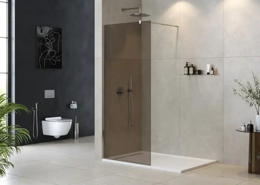 Душевая перегородка CEZARES LIBERTA-L-1-90-BR-Cr стекло Tонированная бронза, профиль Хром фото 1