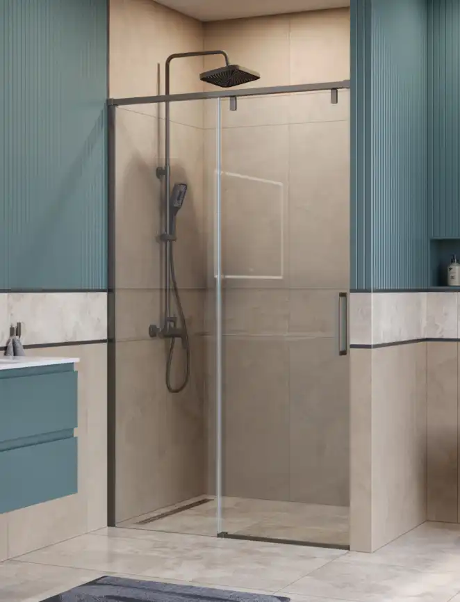 Душевая дверь BelBagno SOFT_CLOSE-1-BF-1-120-C-GM стекло прозрачное, профиль Оружейная сталь фото 1