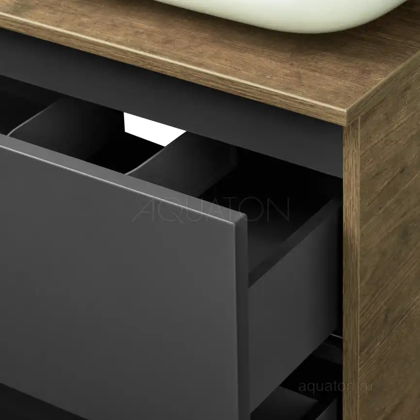 Тумба под раковину Aquaton Терра 105 1A246901TEKA0 подвесная правая, цвет дуб кантри / антрацит фото 9