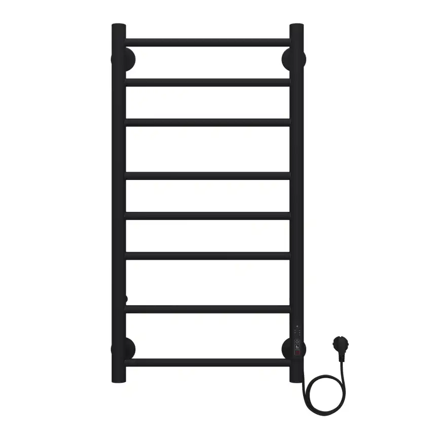 Полотенцесушитель электрический 40х80 Azario Parma П8 AZ10848B, диммер справа, Черный матовый фото 1