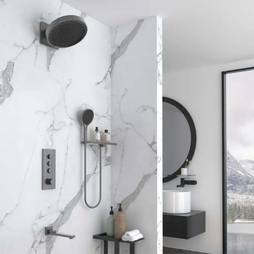 Душевая система  Vincea  VSFW-433TI3RGM VSFW-433TI3RGM  с термостатом, встраиваемая, вороненная сталь фото 1