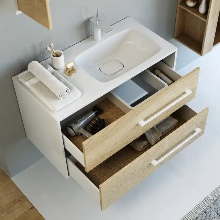 Тумба с раковиной подвесная Aqwella 5 Stars Miami 90 см, Mai.01.09/R, цвет Дуб сонома фото 7